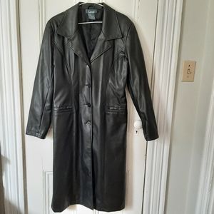 Faux Leather Trench Coat